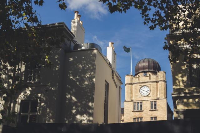 External shot of the Princess Hall and clock tower at Cheltenham Ladies' College