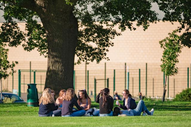 Sixth Form students relax outdoors at Cheltenham Ladies' College