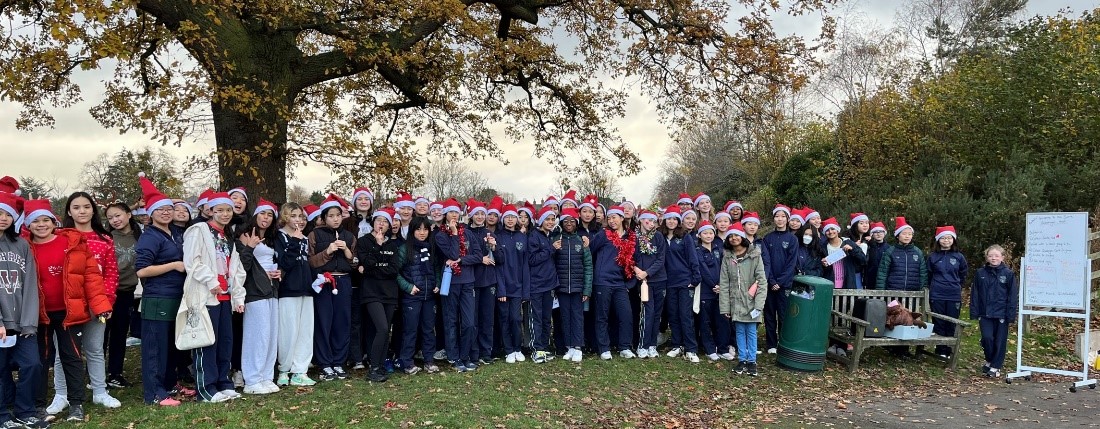 Group photo of CLC students before the Santa Run