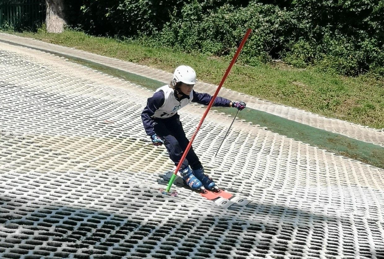 CLC pupil undertaking Ski Race practise on a dry ski slope